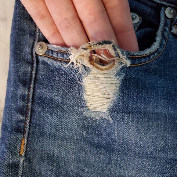 Rag & Bone Skinny Highly Distressed Medium Wash Denim Jeans - Picture 6 of 9